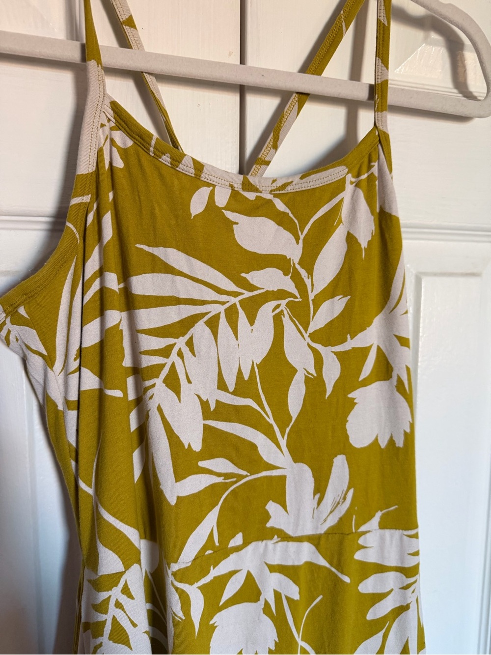 Women's Tropical Palms Chartreuse Fit & Flare Midi Dress Medium - Picture 8 of 8